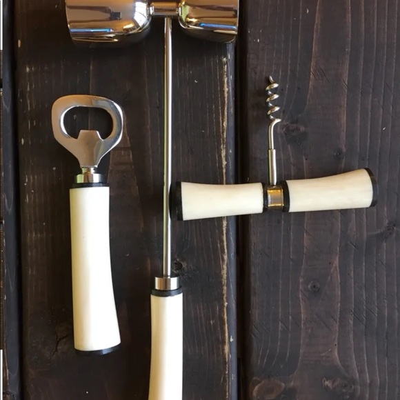 New Viski Set Of 3 Bar Set Stainless Bone Bottle Opener Double Jigger Corkscrew - Picture 2 of 8